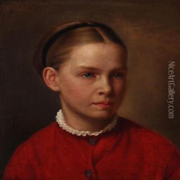 Portrait Of A Young Girl Oil Painting - Frans Schwartz