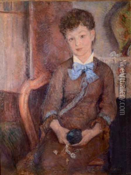 Portrait De Mademoiselle Oil Painting - Frederic Samuel Cordey