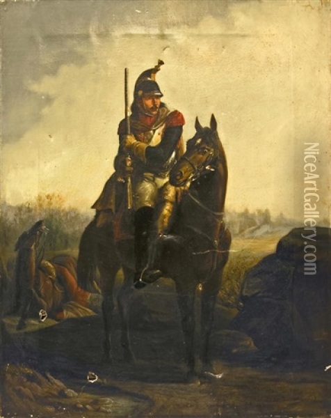 Cavalryman Oil Painting - Auguste-Henri-Louis De Clermont