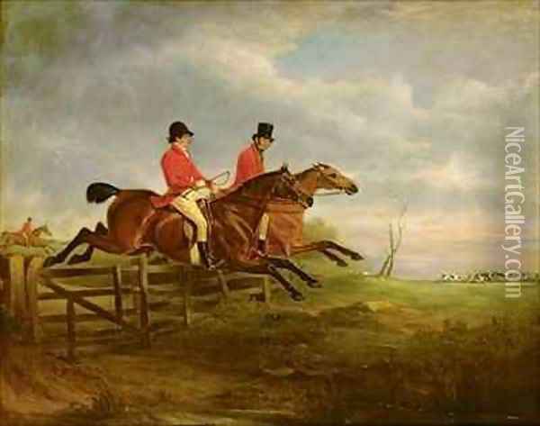 Squire George Osbaldeston on Ashton with Sir Francis Holyoake Goodricke on Crossbow Oil Painting - John Snr Ferneley