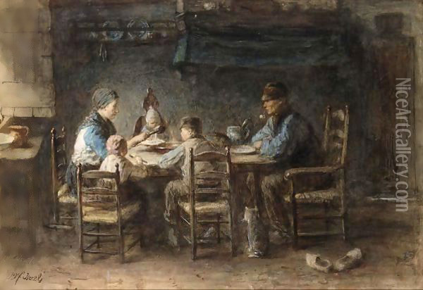 Het Middagmaal Oil Painting - Jozef Israels