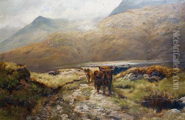 Highland Cattle Oil Painting - James Henry Crossland