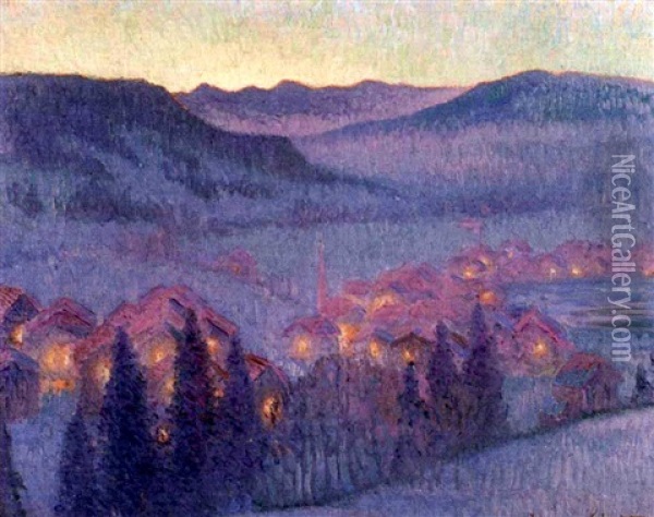 View Of Gstaad, Switzerland Oil Painting - William Samuel Horton