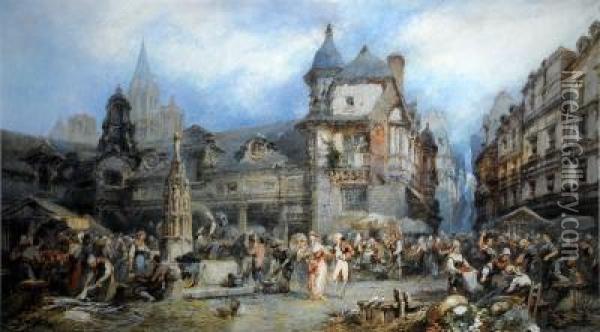 Market Place Oil Painting - Paul Marny