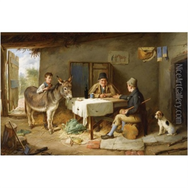 The Sale Of A Donkey Oil Painting - Charles Hunt the Younger