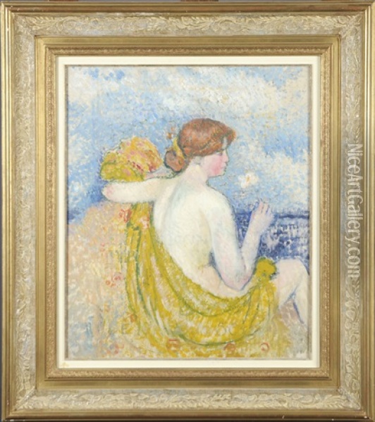 Femme A La Fleur (recto-verso) Oil Painting - Georges Lemmen