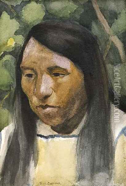 Indian Portrait Oil Painting - Eanger Irving Couse