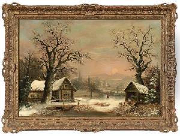Winter Landscape Oil Painting - Charles Brooke Branwhite