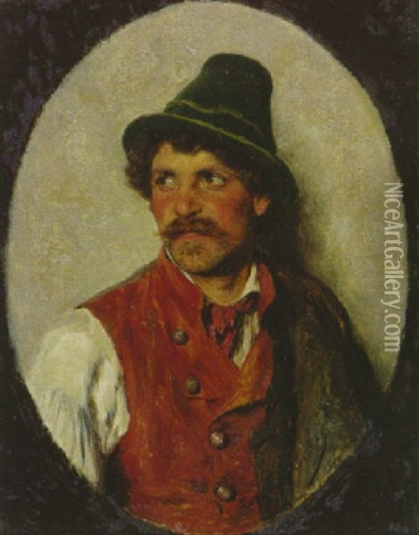 Bursch In Tracht Mit Filzhutchen Oil Painting - Hugo Wilhelm Kauffmann