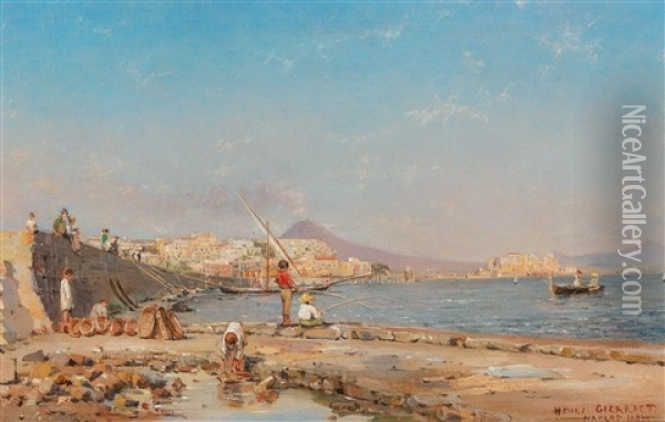 Young Fisherman In The Bay Of Naples Oil Painting - Henri Girardet