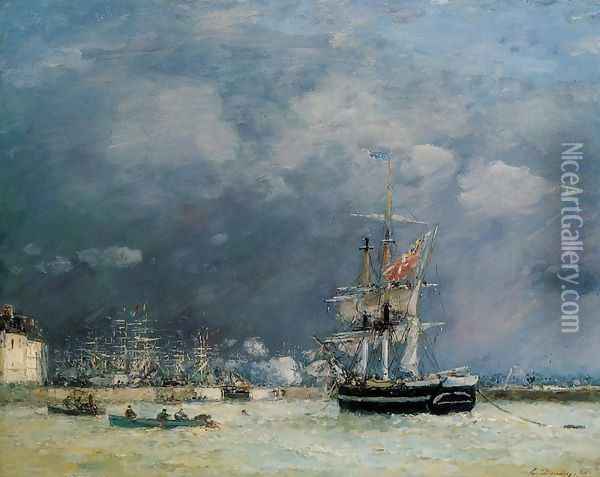 Port du Havre, in the Evening Oil Painting - Eugene Boudin