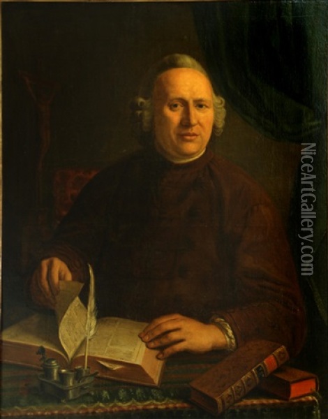 A Portrait Of A Cleric, Thought To Be Peter Van Hove Oil Painting - Johannes Petrus van Horstok