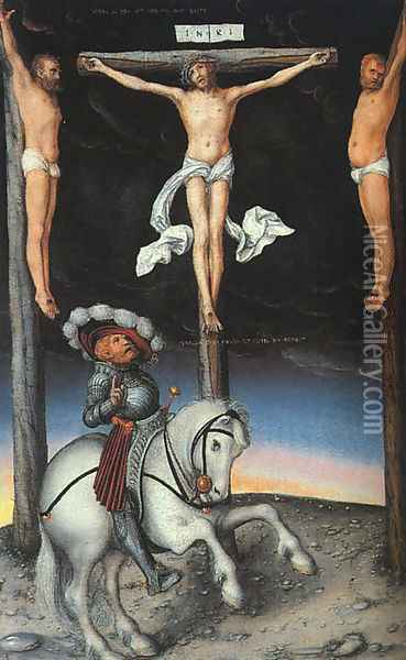 The Crucifixion with the Converted Centurion 1536 Oil Painting - Lucas The Elder Cranach