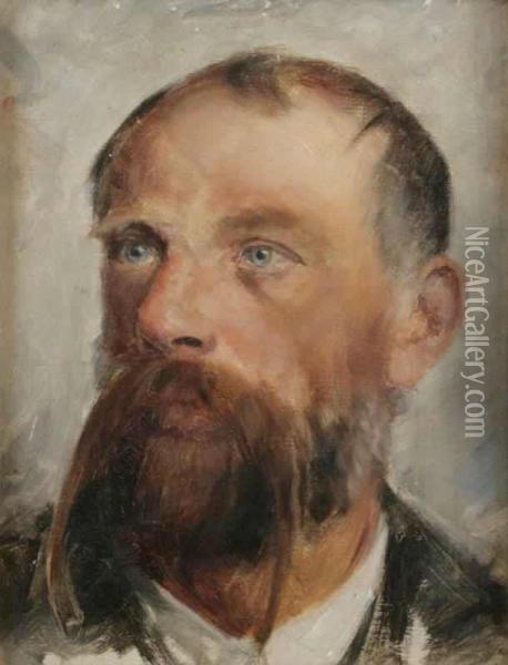 A Portrait Of The Poet Jaroslav Vrchlicky Oil Painting - Vojtech Hynais