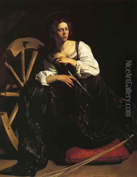 St Catherine of Alexandria c. 1598 Oil Painting - Caravaggio