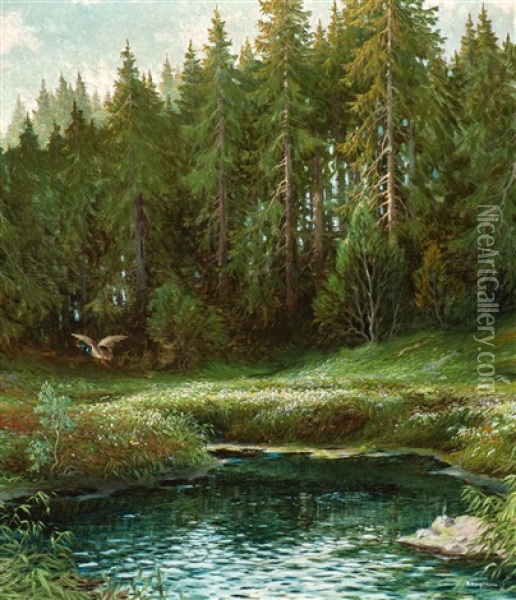 Am Alten Windgfallweiher Oil Painting - Karl Hauptmann