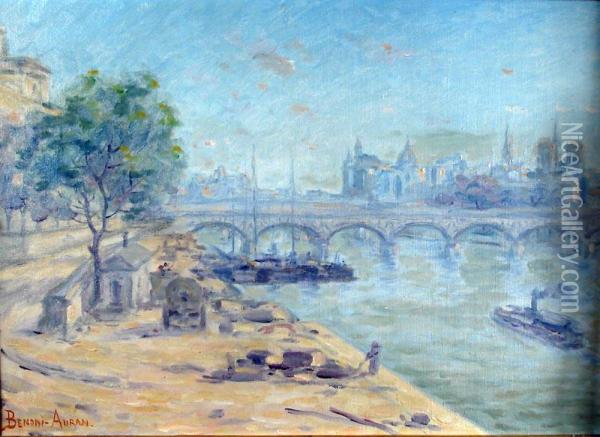 Les Quais De La Seine A Paris Oil Painting - Benoit Benoni-Auran