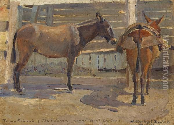 Pack Mules, Mexico Oil Painting - W. Herbert Dunton