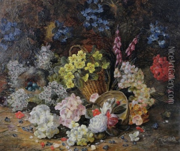 Still Life Of Flowers Oil Painting - Henry John Livens