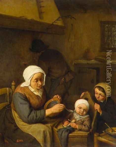Peasant Family Oil Painting - Adriaen Jansz. Van Ostade