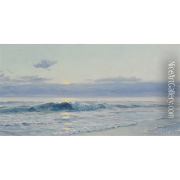 Waves At Sunset Oil Painting - Frederic Marlett Bell-Smith