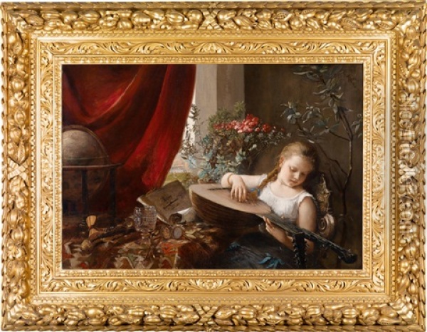 Die Kleine Lautenspielerin Oil Painting - Franz Russ the Younger