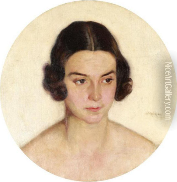 Portrait Of A Lady Oil Painting - Nicholaos Lytras