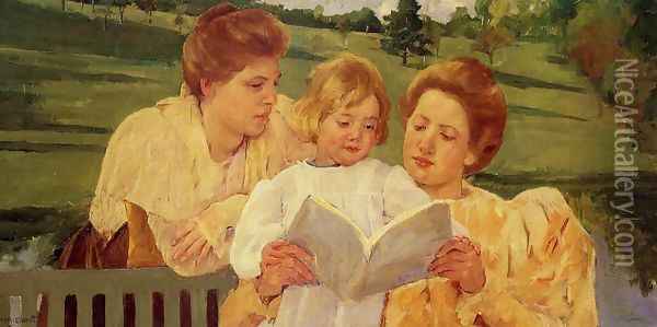 The Garden Reading Oil Painting - Mary Cassatt