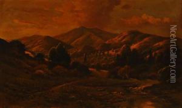 Evening On The Mountains Oil Painting - Manuel Valencia