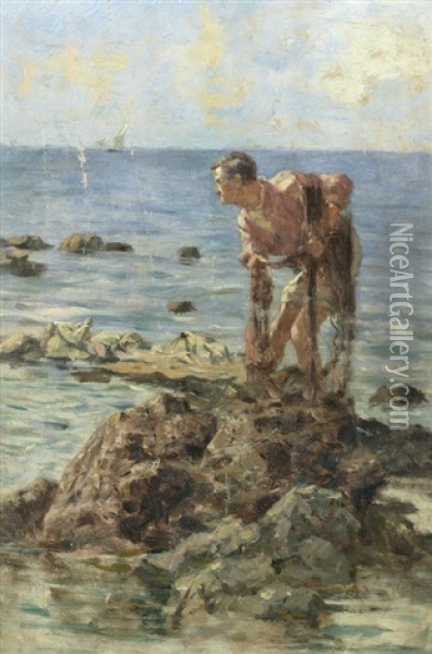 Pescatore Di Rezzaglio Oil Painting - Angiolo Tommasi