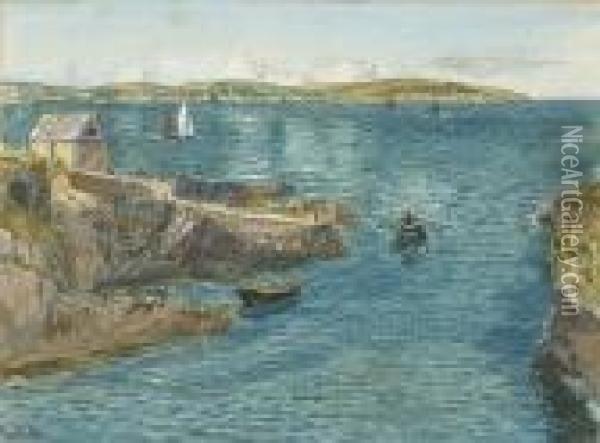 Entrance To Falmouth Harbour 
From Pendennis (crab Quay; Black Rock; St. Anthony's Light; St. Mawes) Oil Painting - Charles Napier Hemy