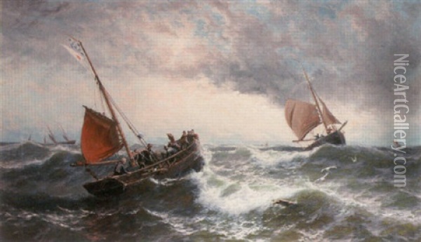 Off To The Fishing Grounds Oil Painting - Thomas Rose Miles