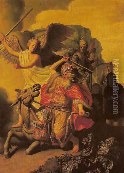 Angel and the Prophet Balaam Oil Painting - Rembrandt Van Rijn