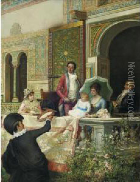 The Spanish Balcony Oil Painting - Manuel Wessel De Guimbarda