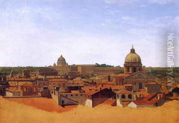 View over the Rooftops of Rome Oil Painting - Adolf Von Heydeck