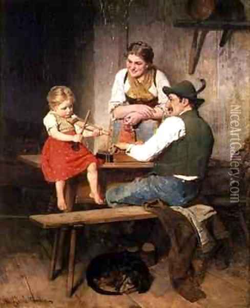 The Happy Family Oil Painting - Adolf Eberle