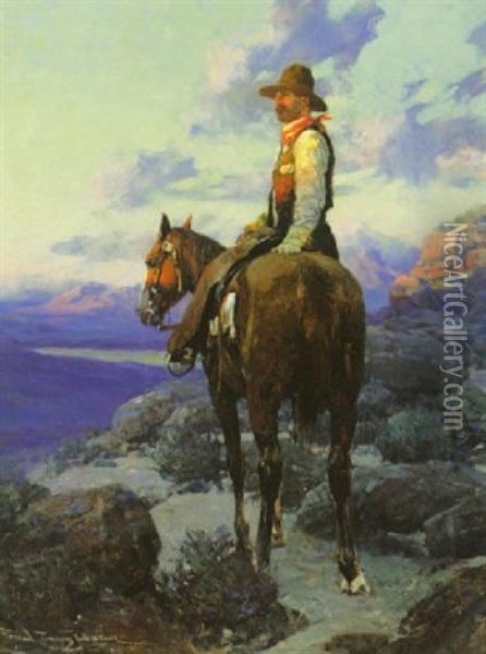 The Rustler Oil Painting - Frank Tenney Johnson