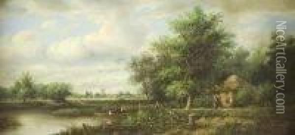 Leopold Rivers . Pastoral Idyll Oil Painting - Leopold Rivers
