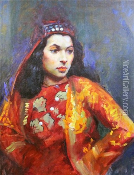 Portrait Of A Lady In Turkish Dress Oil Painting - Robert Henri