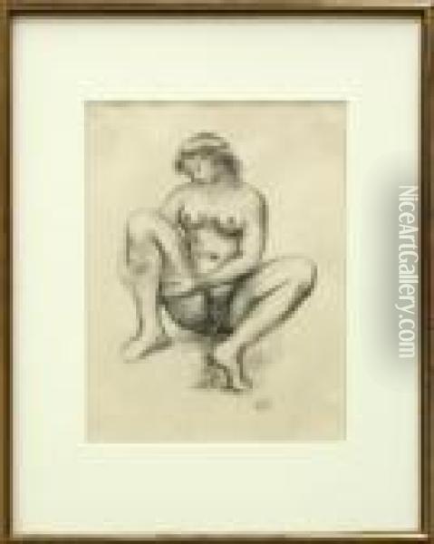 Seated Female Nude Oil Painting - Aristide Maillol