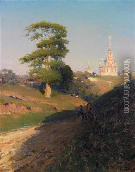 Paysage A L'eglise Oil Painting - Ivan Lavrentievich Gorokhov