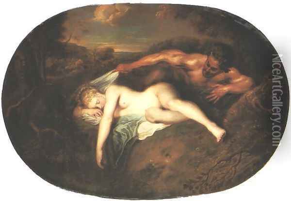 Nymph and Satyr Oil Painting - Jean-Antoine Watteau