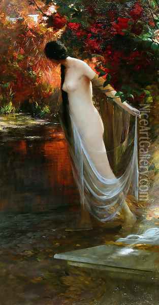Ophelia at the River's Edge Oil Painting - Carlos Ewerbeck