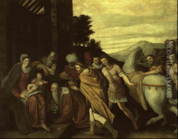 The Adoration Of The Magi Oil Painting - Giuseppe (Salviati) Porta