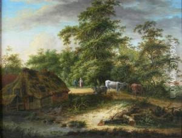 Cattle Grazing Oil Painting - Charlotte Nasmyth