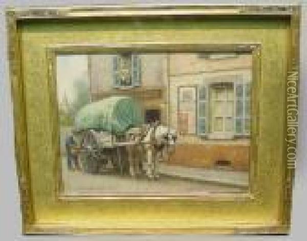 The Baker's Cart, Nemours Oil Painting - Frank Russell Green