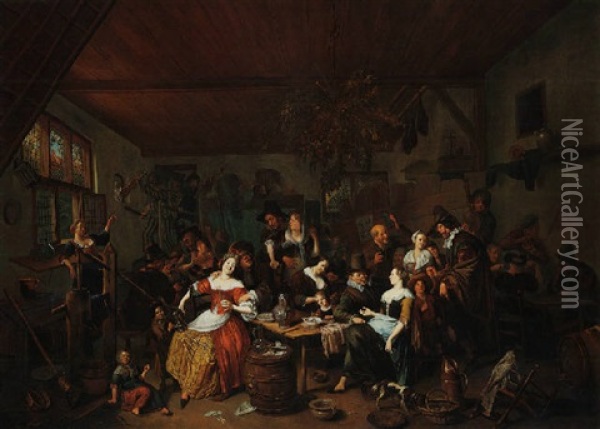 A Tavern Scene Oil Painting - Richard Brakenburg