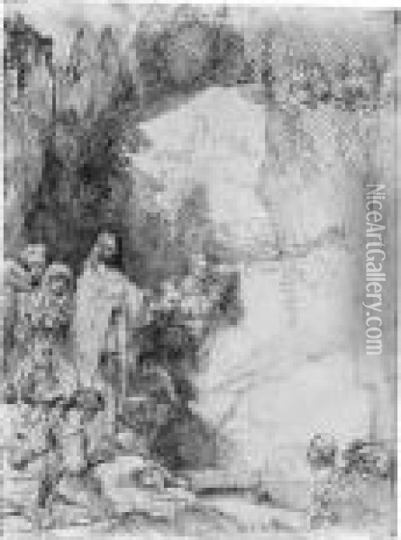 Auferweckung Des Lazarus, Kleine Platte Oil Painting - Rembrandt Van Rijn