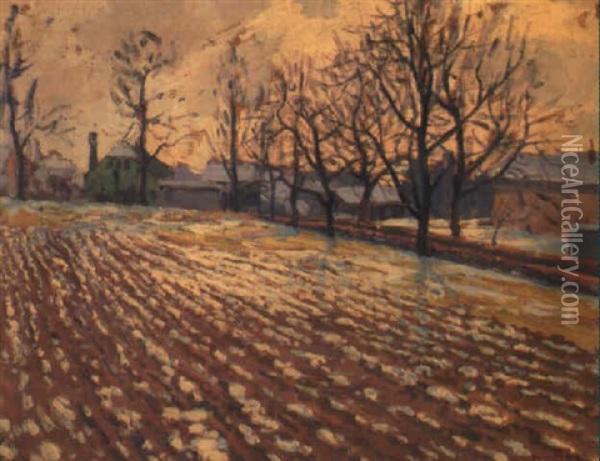Melting Snow In Ploughed Fields Oil Painting - William Samuel Horton