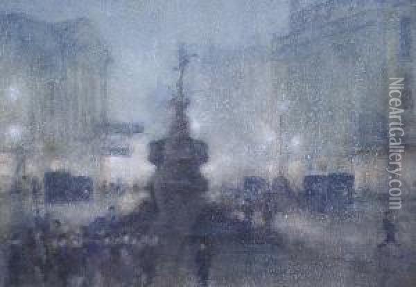 Piccadily At Night Oil Painting - Herbert Menzies Marshall